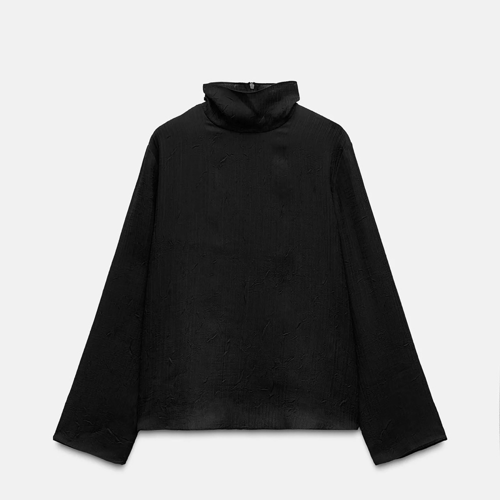 NWT Zara SEMI-SHEER WRINKLE EFFECT BLOUSE ZW COLLECTION